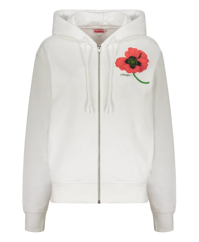

Хлопковая толстовка с застежкой-молнией по всей длине и капюшоном. Kenzo, белый