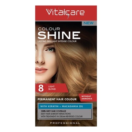 Vitalcare Color Shine Cream без аммиака с кератином №8 Светлый Блондин — фото 2