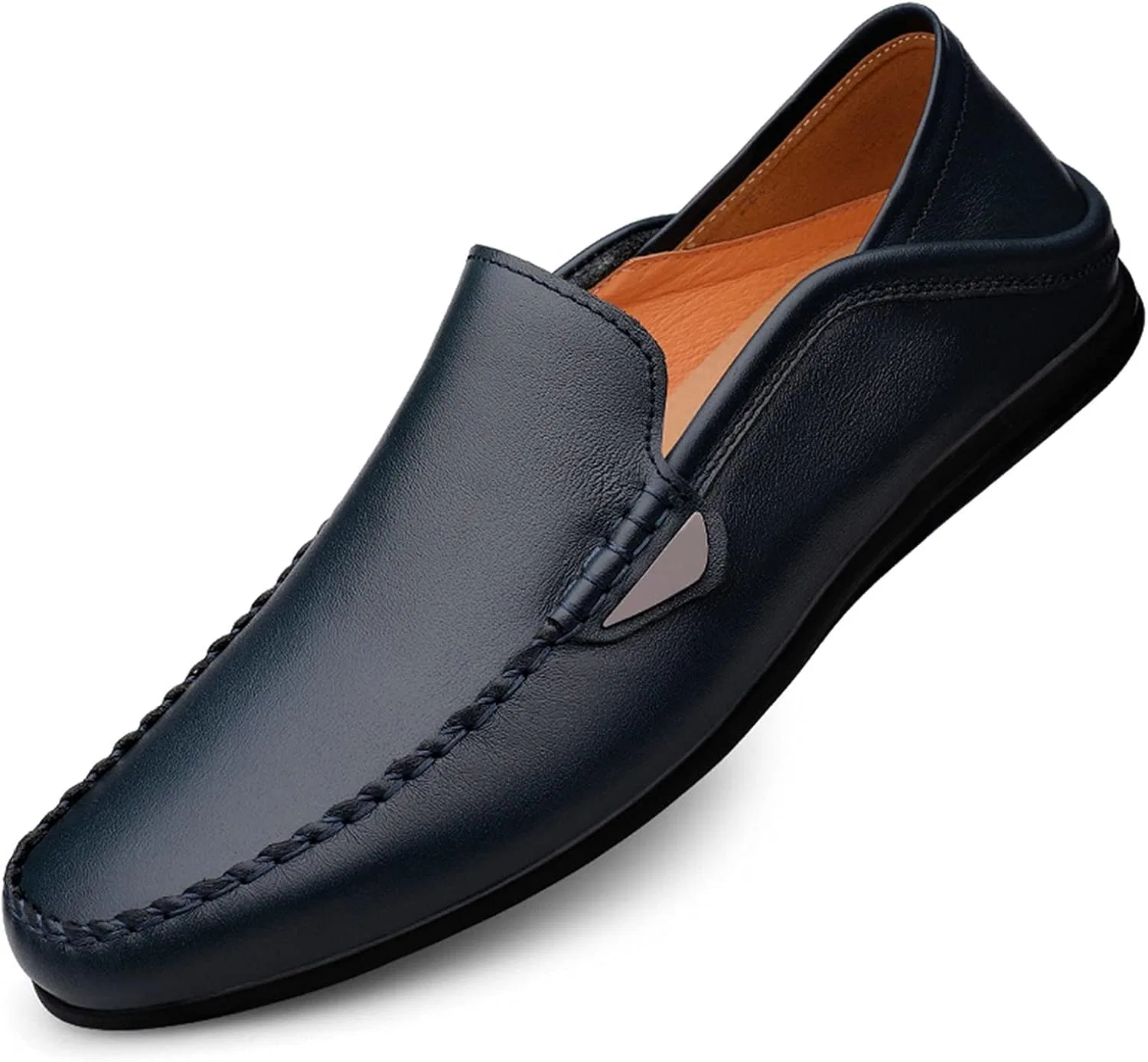 Лоферы кожаные Simple Moccasins Shoes, синий — фото 2