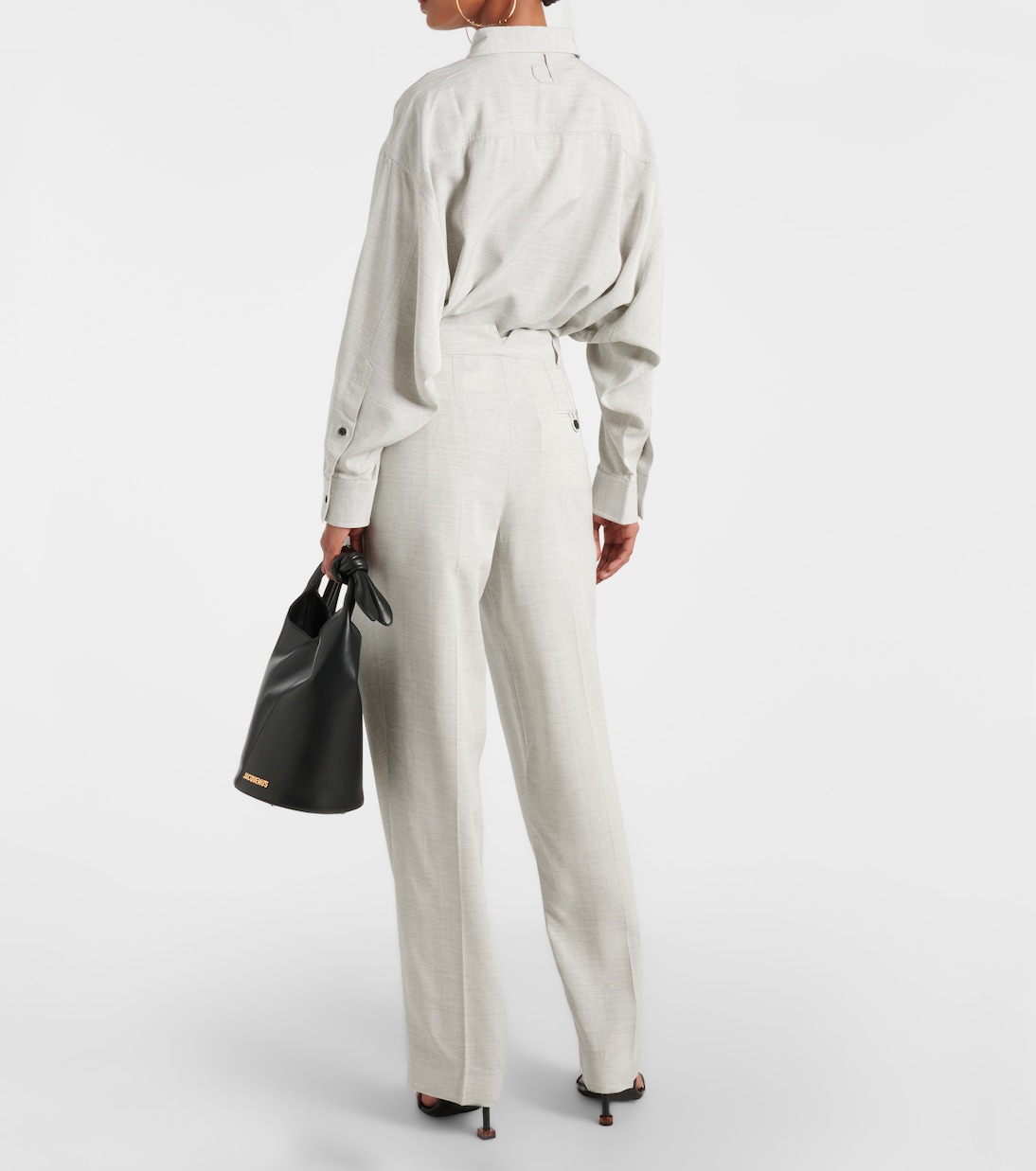 Брюки Le pantalon Titolo с завышенной талией Jacquemus, Light Grey — фото 3
