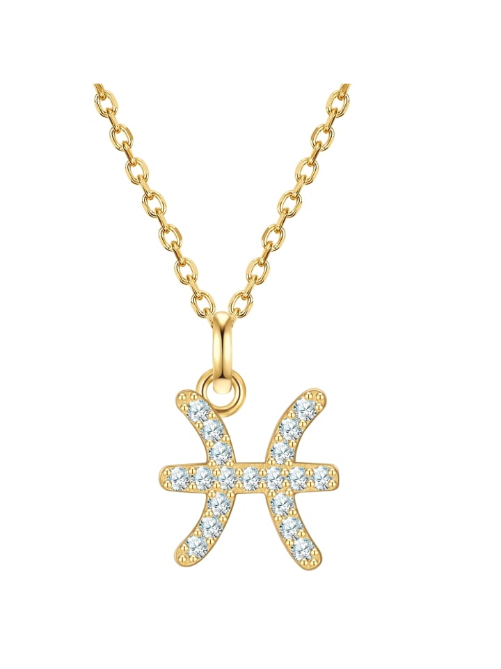 

Glanzstücke München Колье со знаком зодиака Рыбы из стерлингового серебра с цирконами в оправе из желтого золота