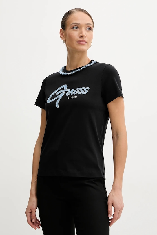 

Хлопковая футболка Guess, черный