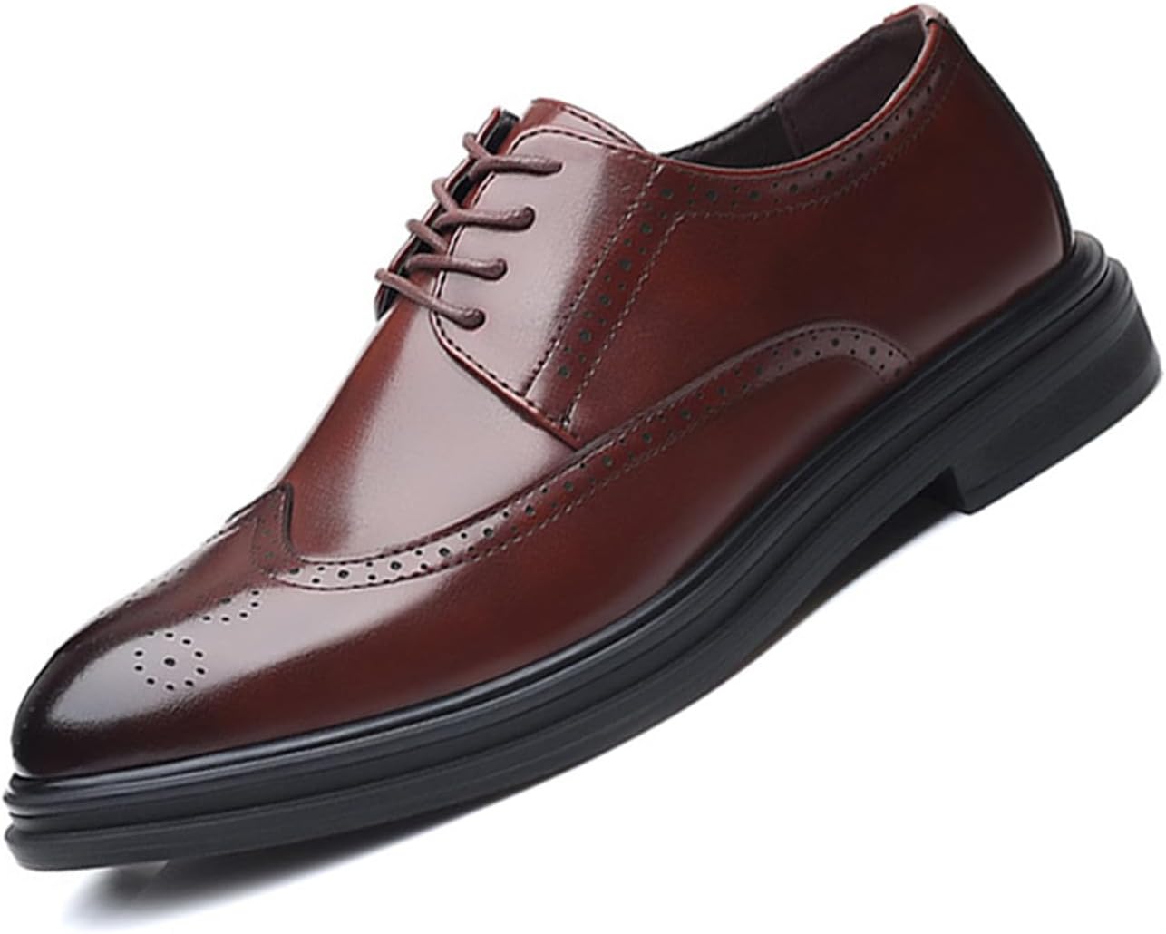 

Мужские броги KYOESCAI Классические оксфорды Деловые туфли дерби на шнуровке для вечерних мероприятий и формальной одежды, коричневый