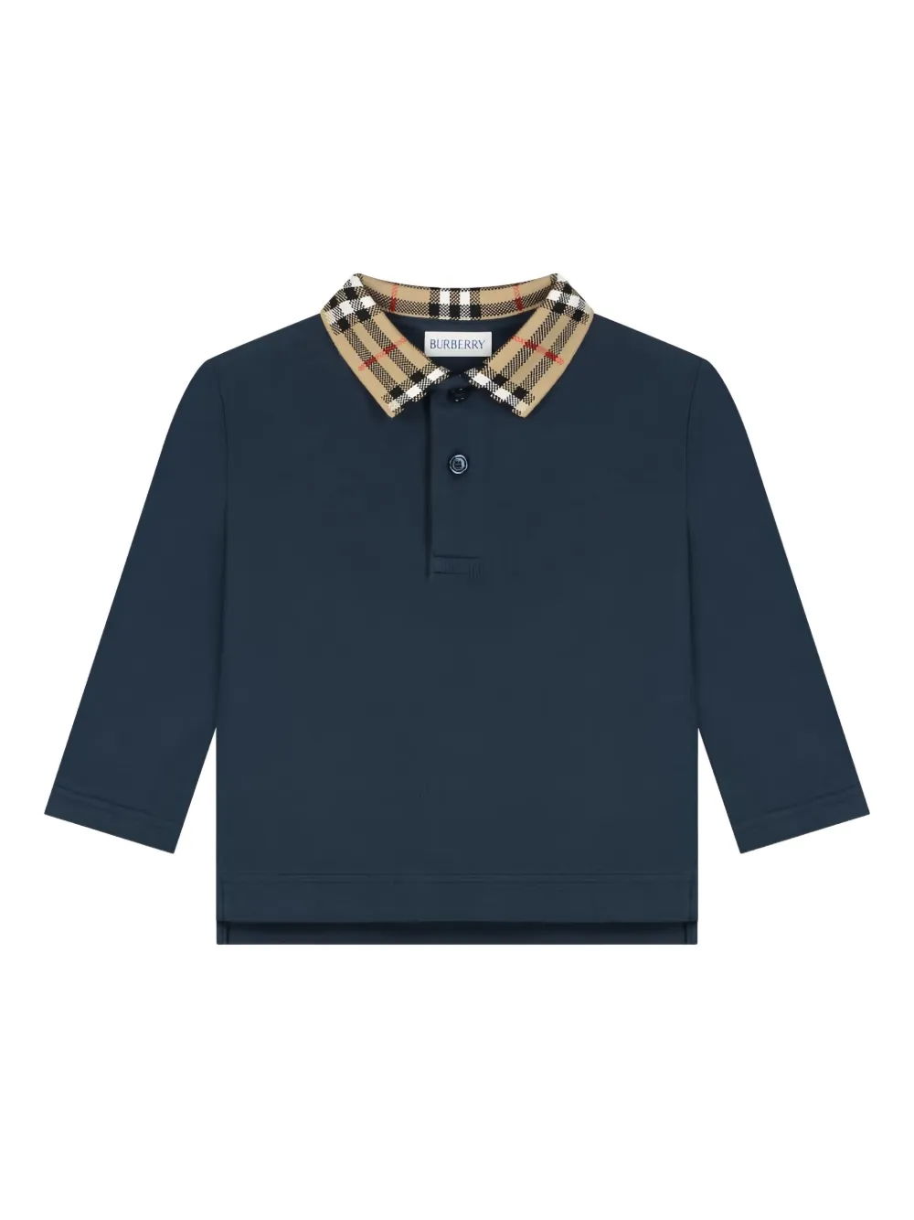 

Поло с отделкой в клетку BURBERRY KIDS, синий