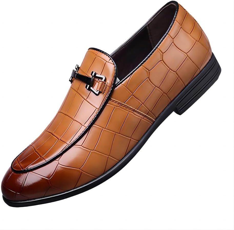 

Мужские кожаные лоферы Бизнес Формальные повседневные классические комфортные свадебные офисные дышащие оксфорды Asifn, коричневый