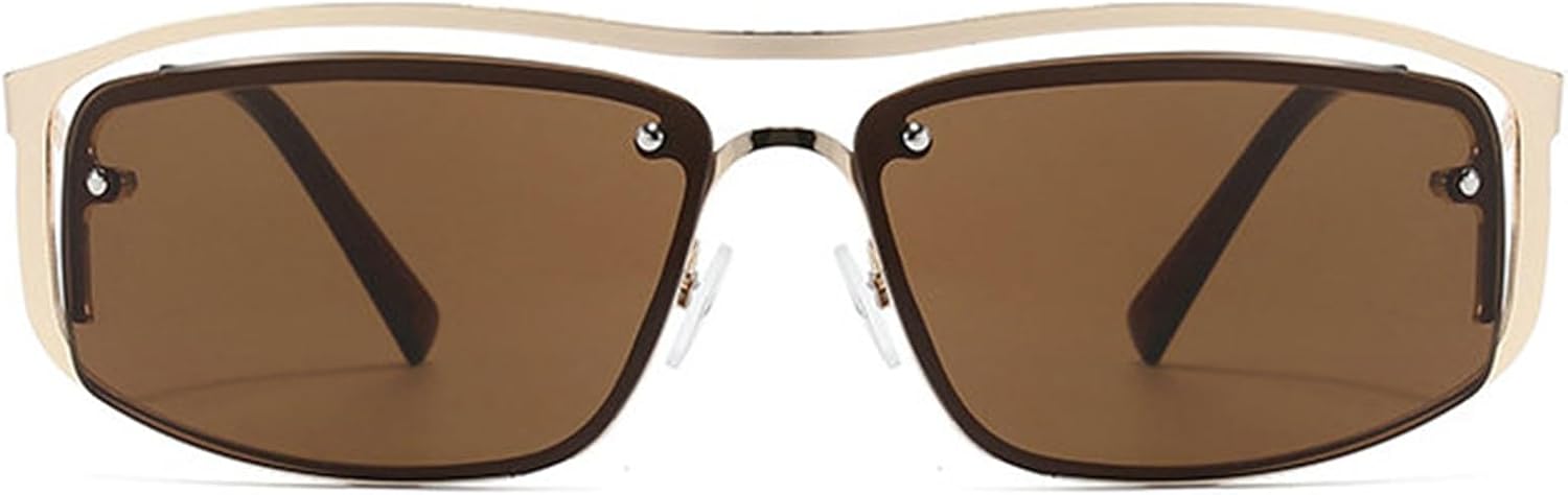 

Модные солнцезащитные очки Helena без оправы в стиле Y2K для женщин и мужчин, стильные солнцезащитные очки в стиле 2000-х, панк-очки, прямоугольные спортивные очки, C2