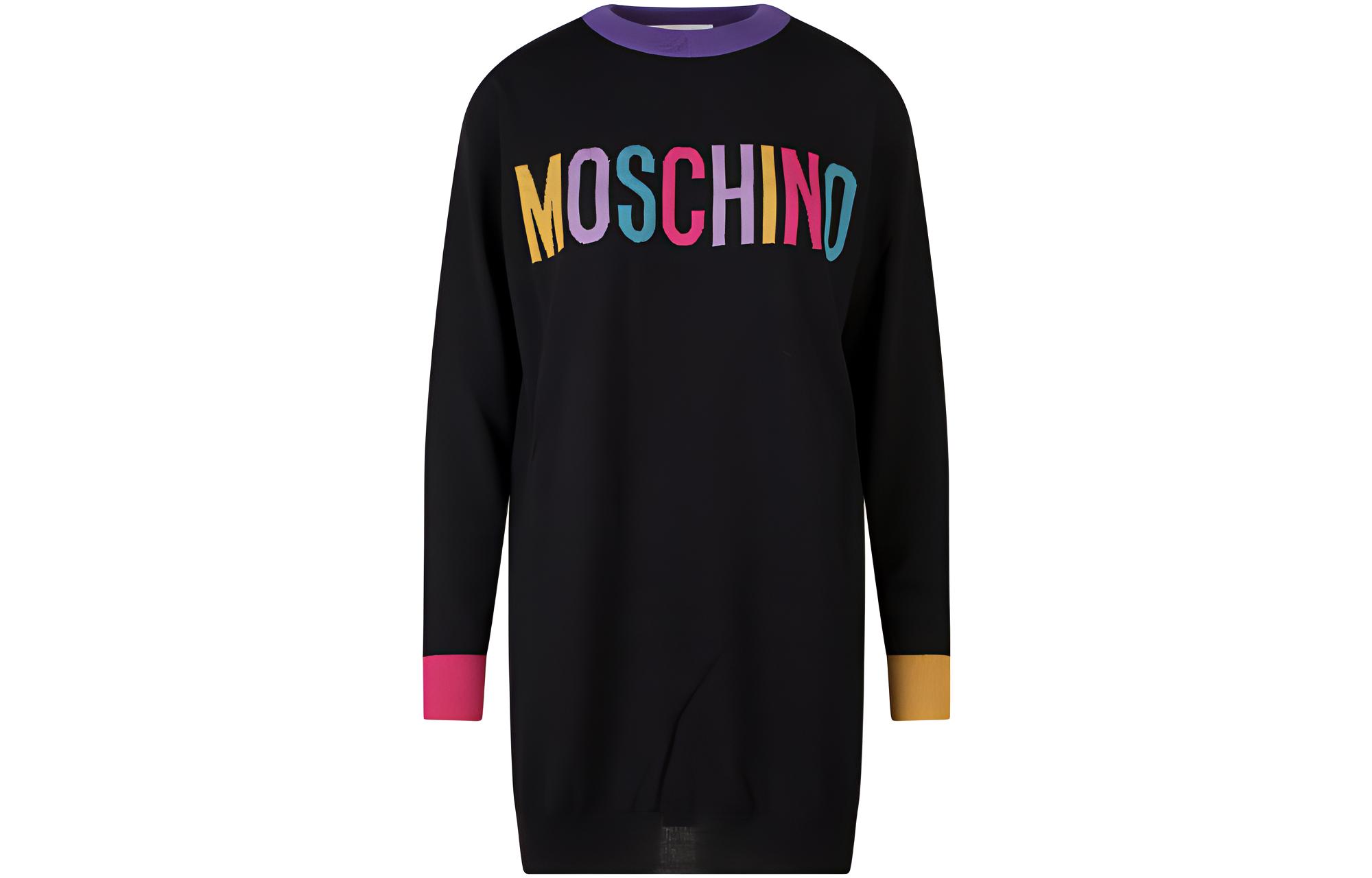 

Moschino Женское платье с длинными рукавами, черное, с круглым вырезом