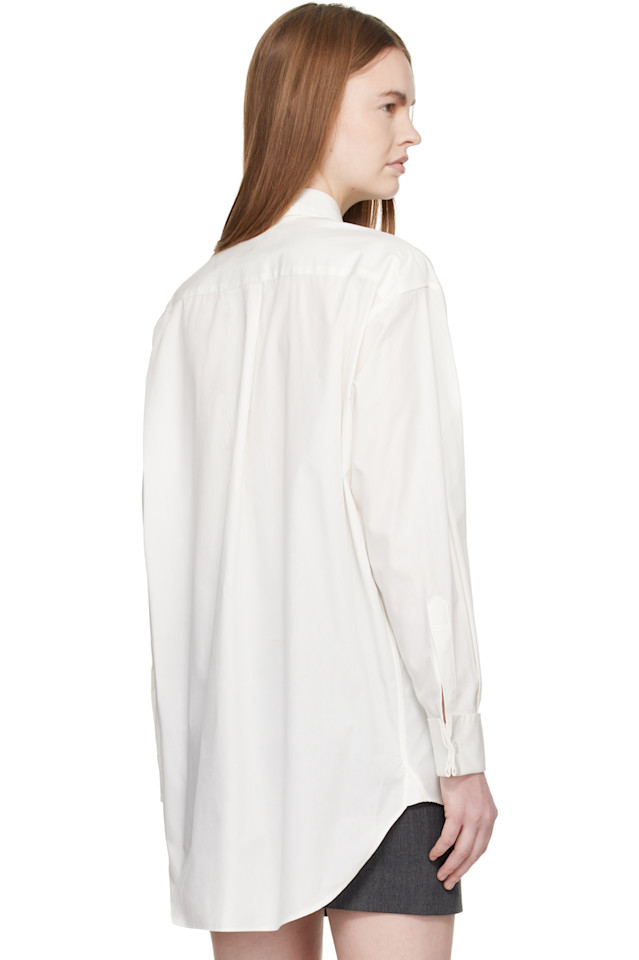 Mm6 Maison Margiela Рубашка из хлопкового поплина цвета слоновой кости — фото 3