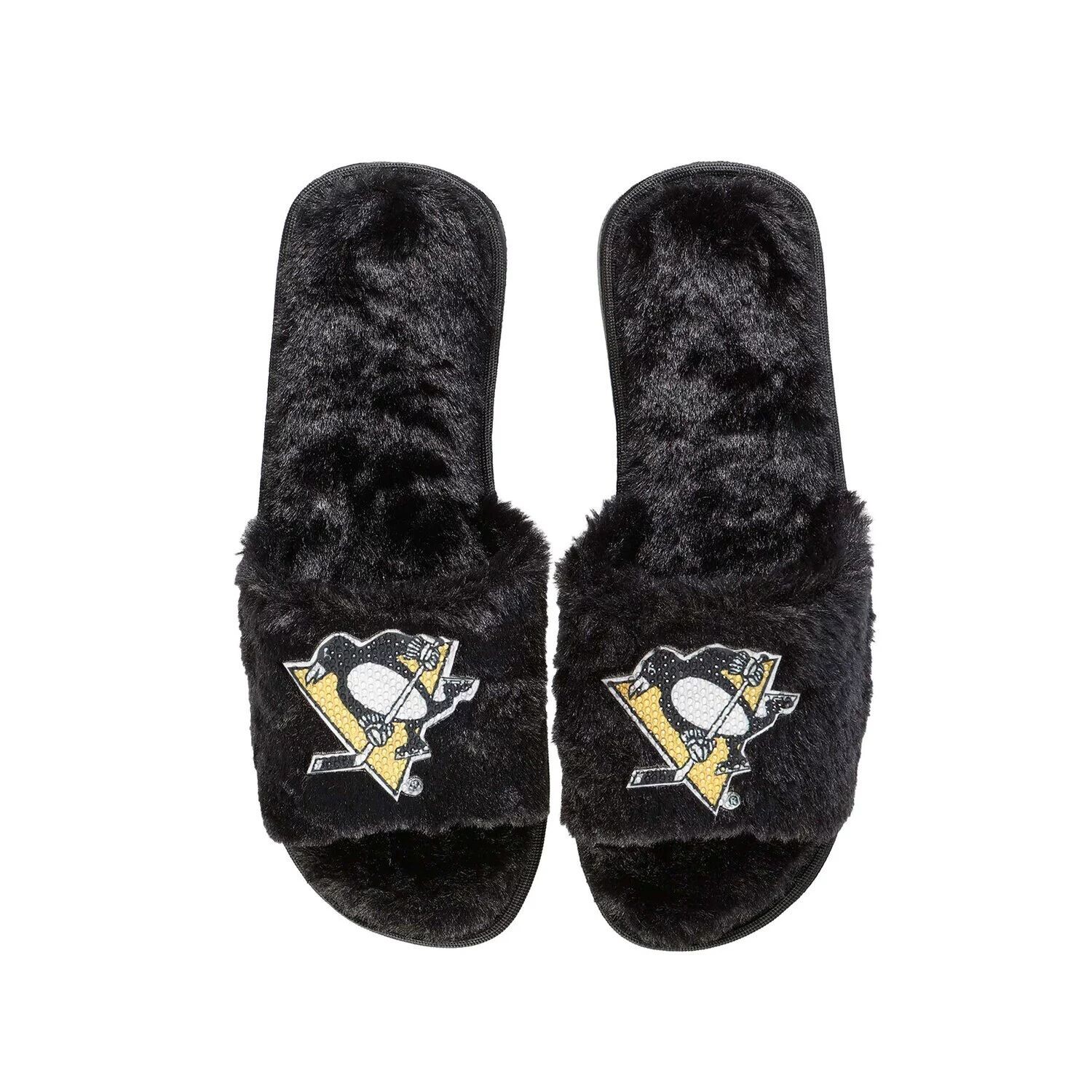 

Женские черные тапочки FOCO Pittsburgh Penguins со стразами