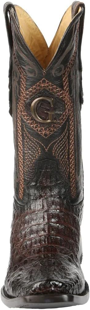 Мужские экзотические ковбойские сапоги Men’s Exotic Caiman Nuca коричневого цвета из премиальной кожи каймана с уникальной текстурой Nuca Generic — фото 2