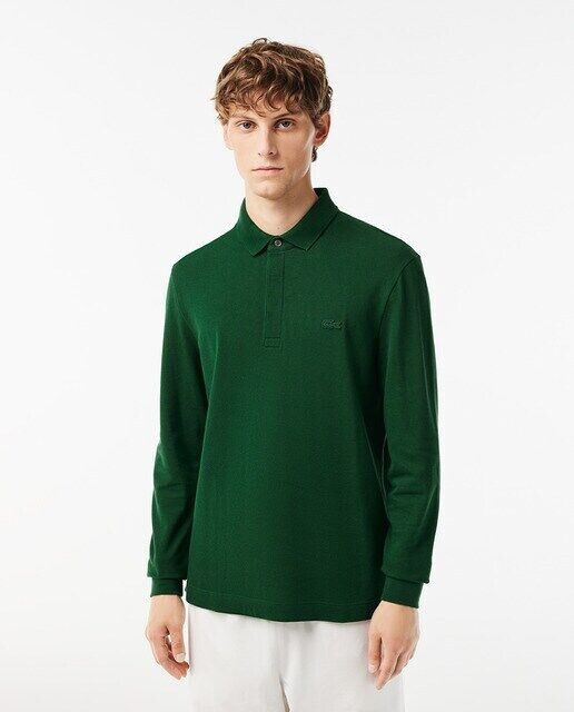 

Обычная мужская рубашка-поло с длинными рукавами Lacoste, темно-зеленый
