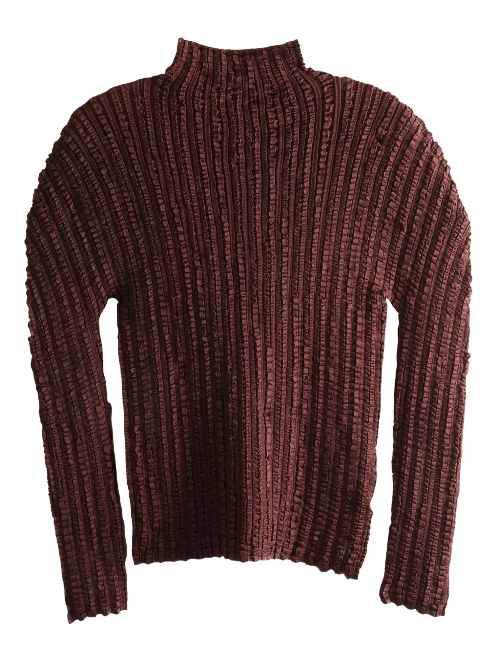 

Топ с фактурой и высоким горлом Issey Miyake, коричневый