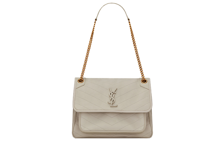 

Квилтинговая сумка-хобо из ягненка, через плечо, на плечо женская белая SAINT LAURENT