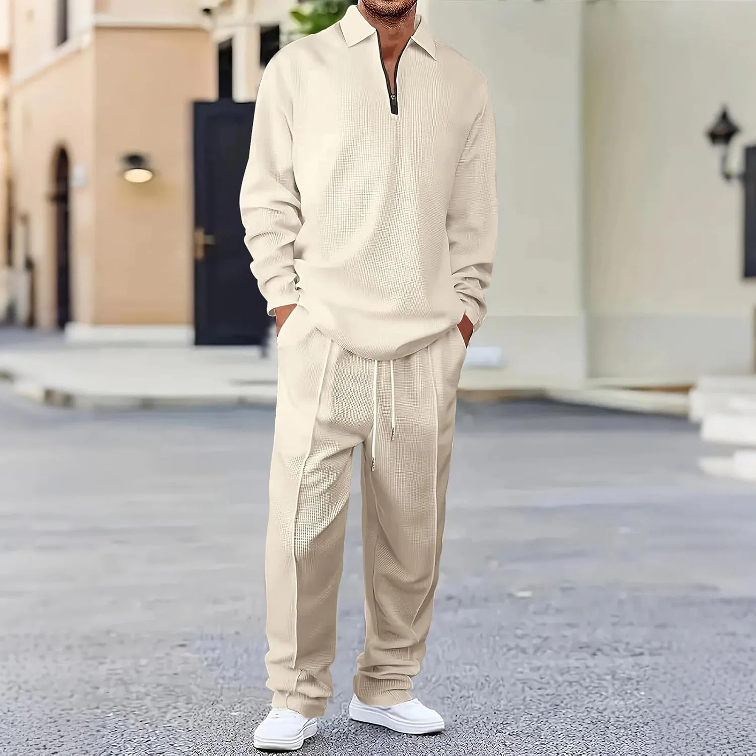 Спортивный костюм из полиэстера, Generic, 2 предмета, Beige — фото 4