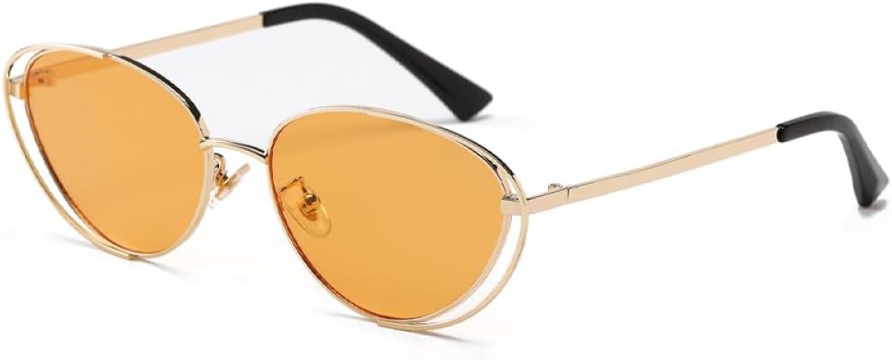 

Панк-солнцезащитные очки в двойной оправе для женщин, модные очки «кошачий глаз» для мужчин, ретро-очки с металлическим покрытием, защита от УФ-излучения UV400 MTZJH, One Color