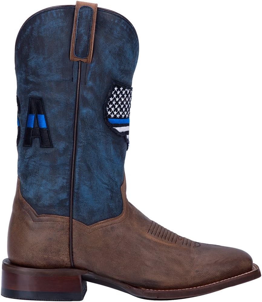 

Мужские повседневные ботинки Dan Post с квадратным носком и тонкой синей линией, средняя голень - синие, коричневые