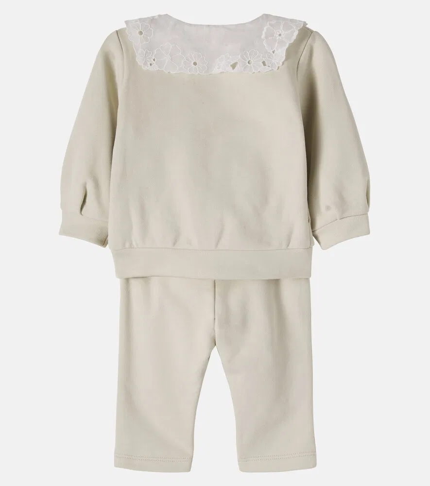 Детский хлопковый комплект: кардиган и штанишки Chloé Kids, желтый — фото 3