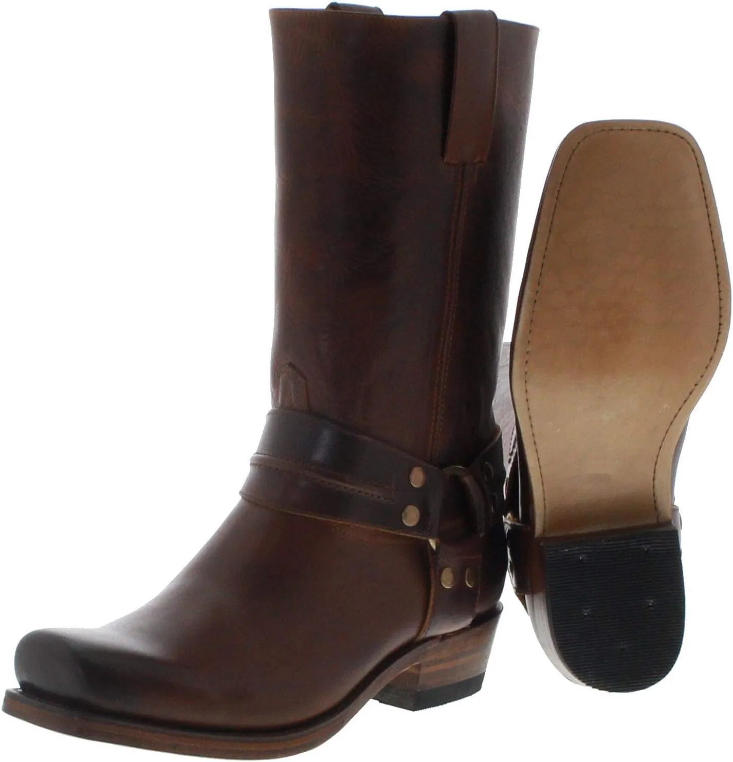 FB Fashion Boots FB Модные ботинки, унисекс, байкерские ботинки, синие высокие байкерские ботинки, кожаные ботинки, коричневые — фото 4