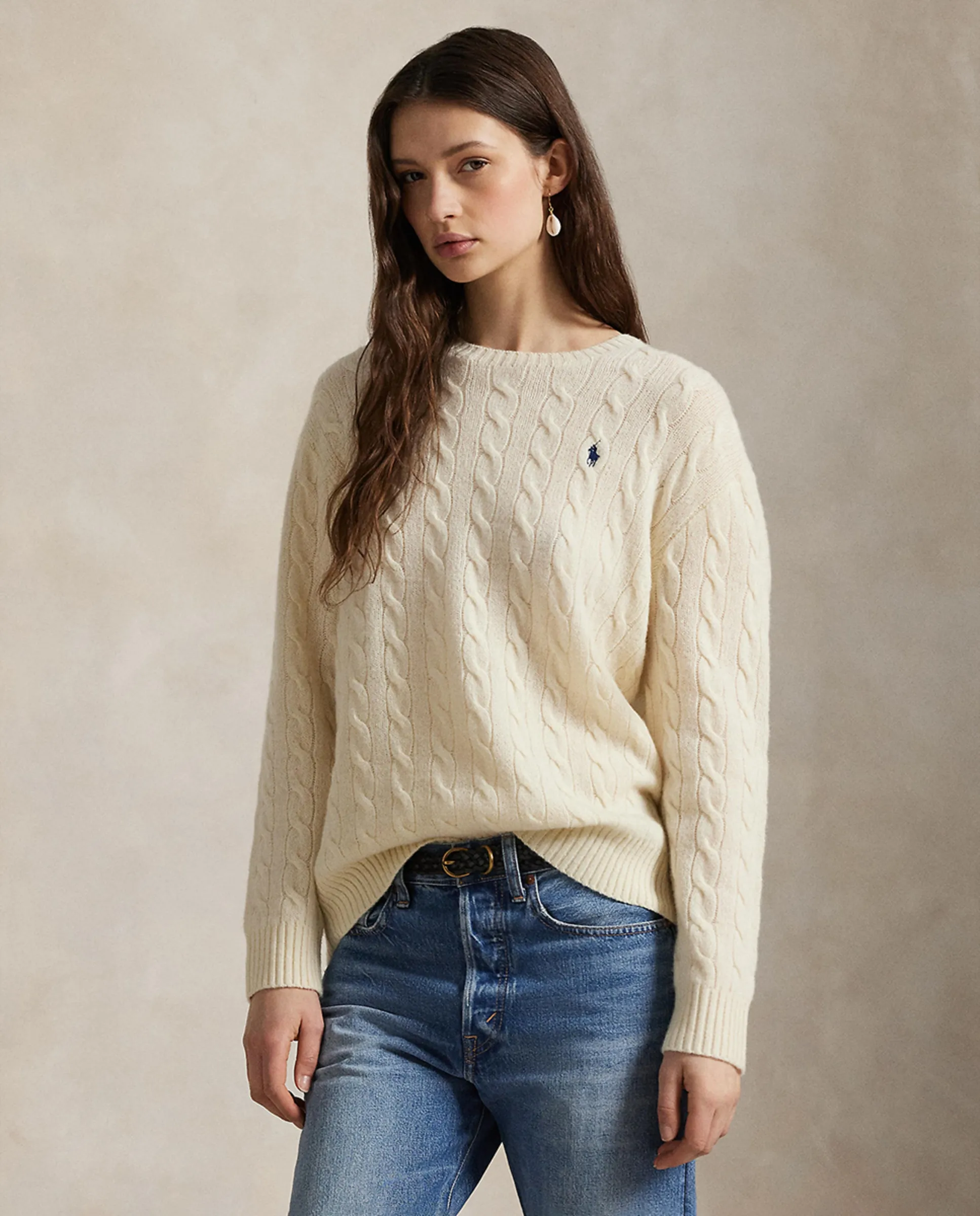 

Женский джемпер из шерсти и кашемира узором "восьмерка" Polo Ralph Lauren, белый