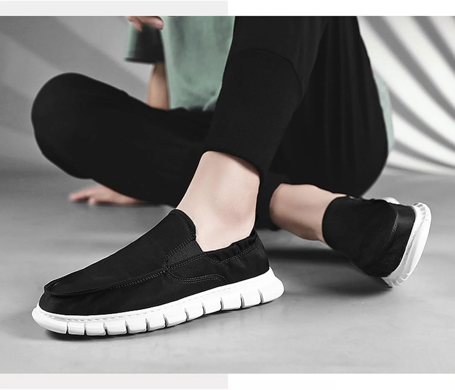 Мужские повседневные кожаные туфли-лоферы, классические slip-on, бизнес-оксфорды, черный Asifn — фото 2