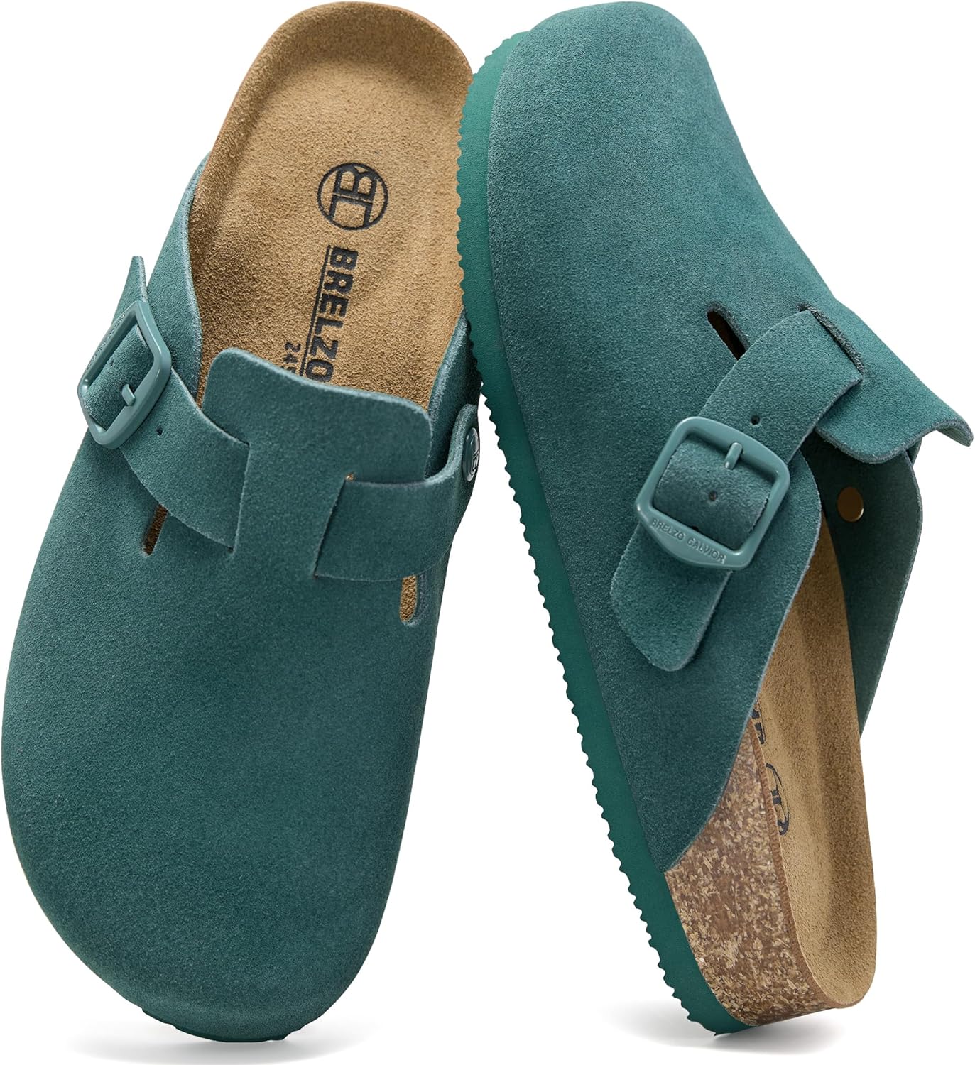 

Женские замшевые сабо, мужские мюли на процесске, противоскользящие ботинки «картошка», с поддержкой свода стопы, с регулируемой пряжкой, для использования в помещении и на улице Brelzo Calvior, зеленый