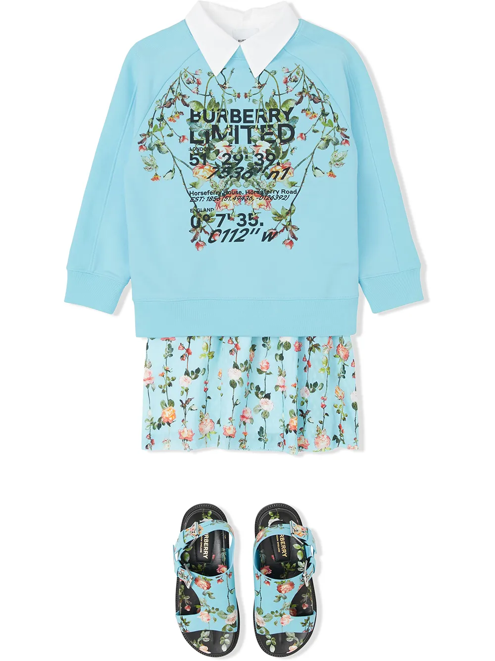Толстовка с принтом Montage и круглым вырезом BURBERRY KIDS, синий — фото 2