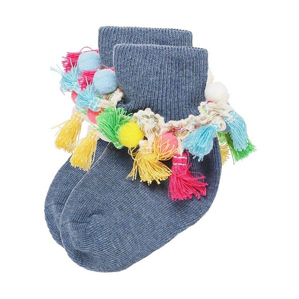 Детские носки Pom-Pom-Palooza Memoi, Denim — фото 2