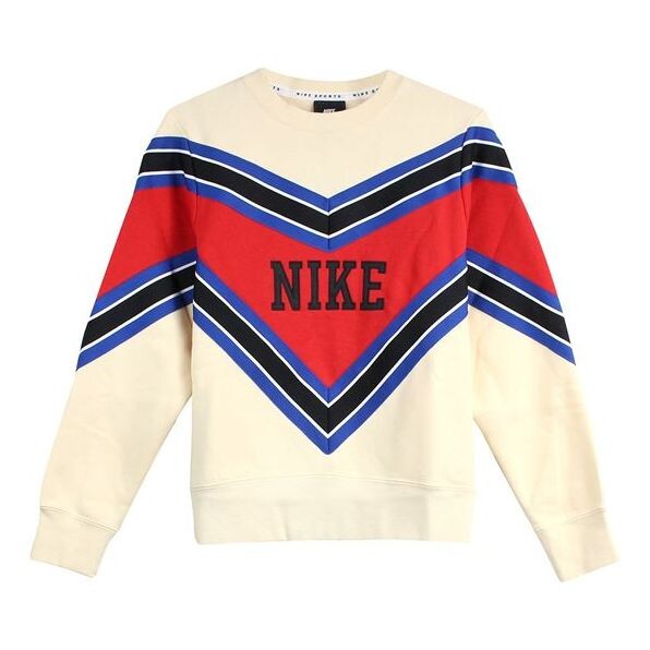 

Толстовка (WMNS) Nike Splicing Fleece Lined Knit Round Neck Pullover 'Beige Red', бежевый