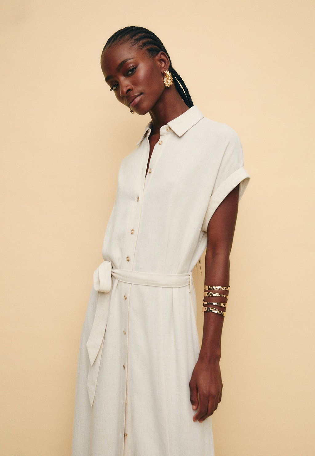 

Платье макси MIDI Stradivarius, цвет Stone