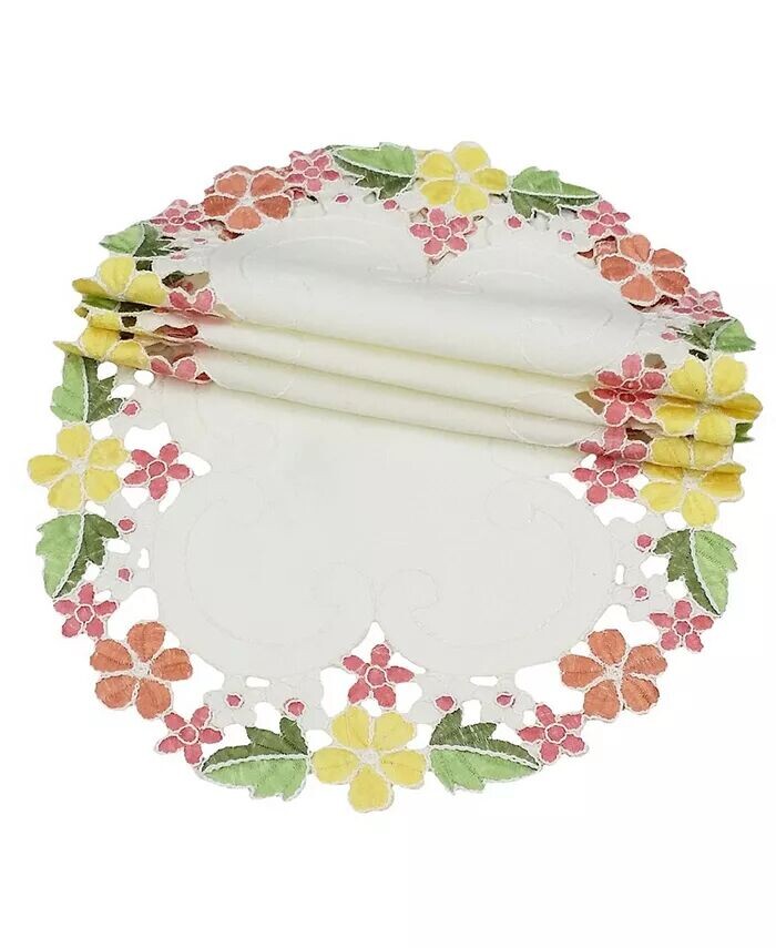 

Круглая салфетка Fancy Flowers — набор из 4 шт., 16 x 16 дюймов Xia Home Fashions, розовый