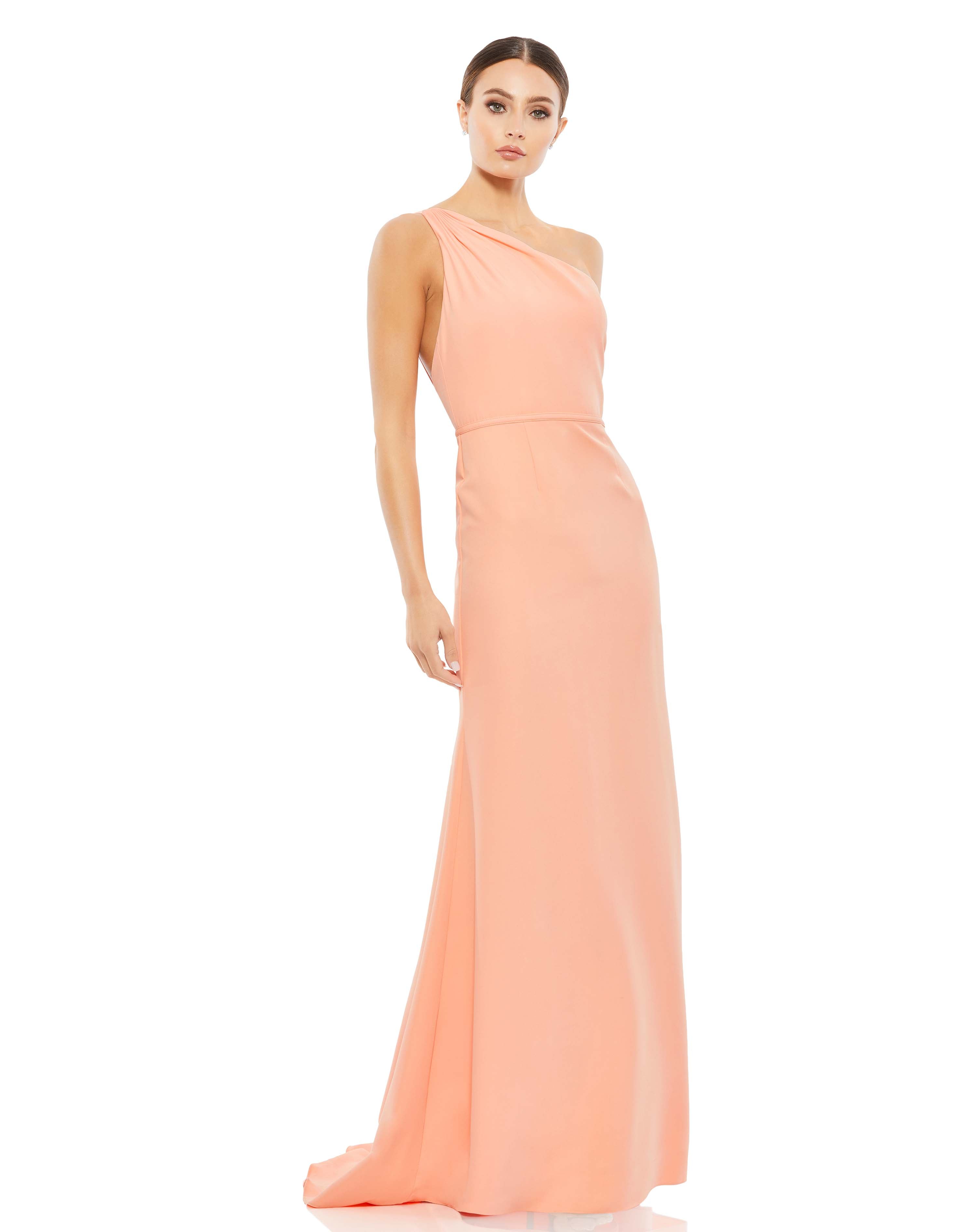 

Платье-русалка из джерси на одно плечо Ieena for Mac Duggal, персиковый
