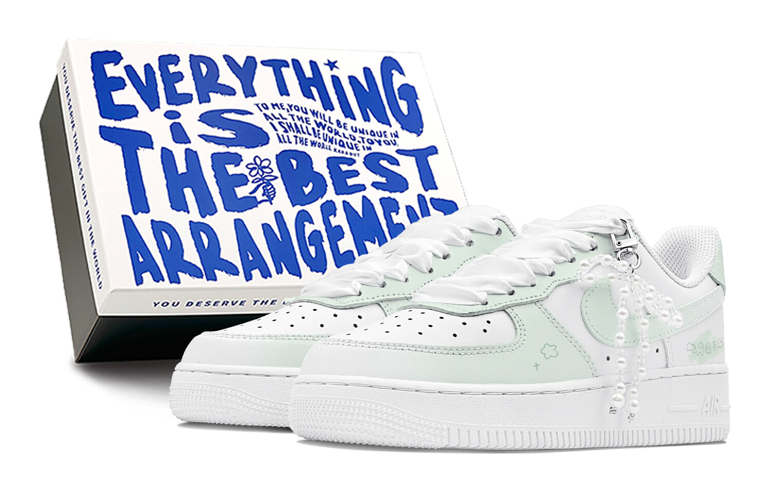 

Кроссовки Nike Air Force 1 Skateboarding Shoes Women's Low-top White, зеленый