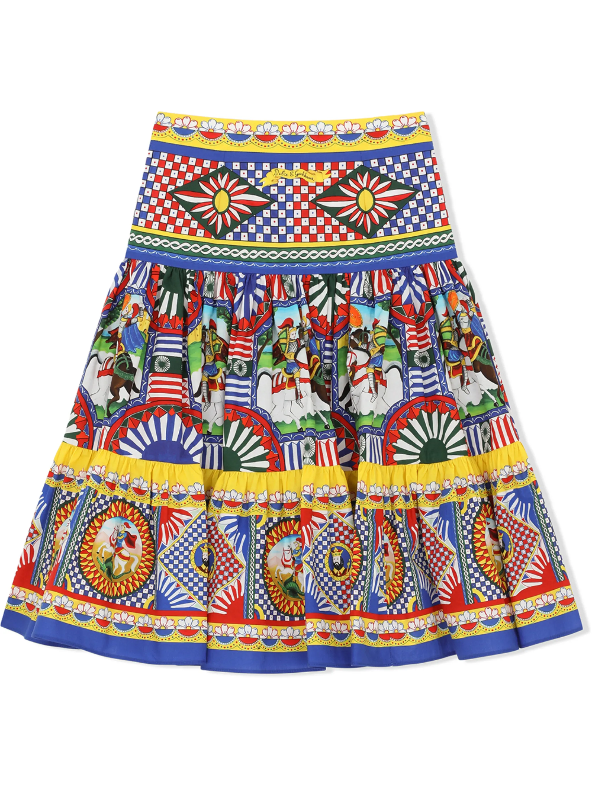 

Поплиновая юбка макси с принтом Carretto Dolce & Gabbana Kids, синий