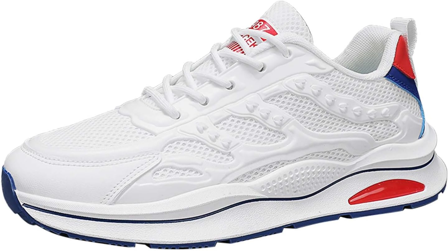 

Мужские кроссовки IWIHMIV для бега, дышащие теннисные кеды, противоскользящие, на шнуровке, с плоской подошвой, повседневные удобные спортивные туфли, красный