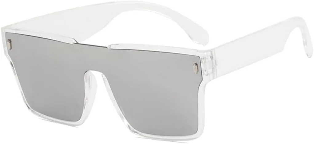 

Модные солнцезащитные очки большого размера для женщин в стиле ретро с зеркальными линзами, солнцезащитные очки UV400 для мужчин в стиле панк AHSGDVC, Clear Silver