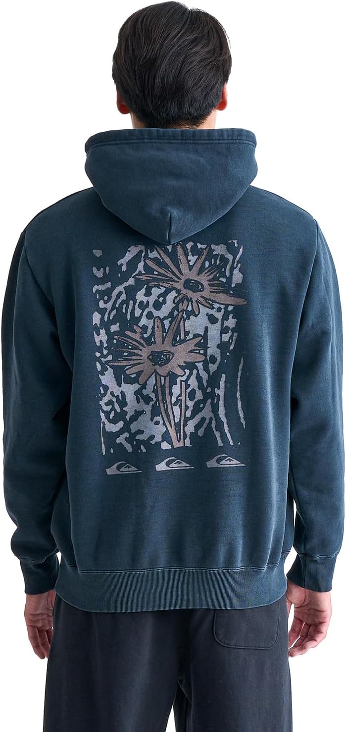 

Мужская толстовка с капюшоном QUIKSILVER с пигментированным рисунком, свободный крой, темно-синий