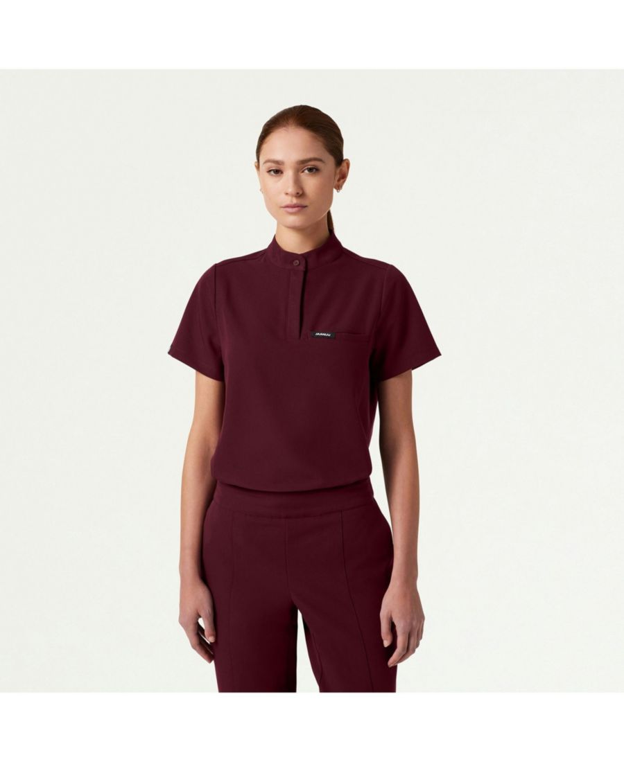 

Женская медицинская рубашка Savi с одним карманом и классическим воротником-стойкой Jaanuu, Burgundy