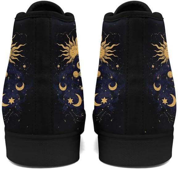 Кеды на высокой подошве Sun Moon Star из холщовой ткани для женщин и мужчин, черные и белые модные туфли, шнуровка, стильные, унисекс, для прогулок и повседневного ношения Awsole — фото 3