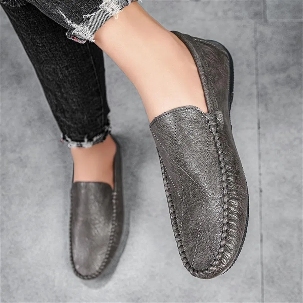 Лоферы кожаные Mens Vegan Leather Loafers Slip On Driving Shoes, серый DHFIRUFSHLO — фото 3