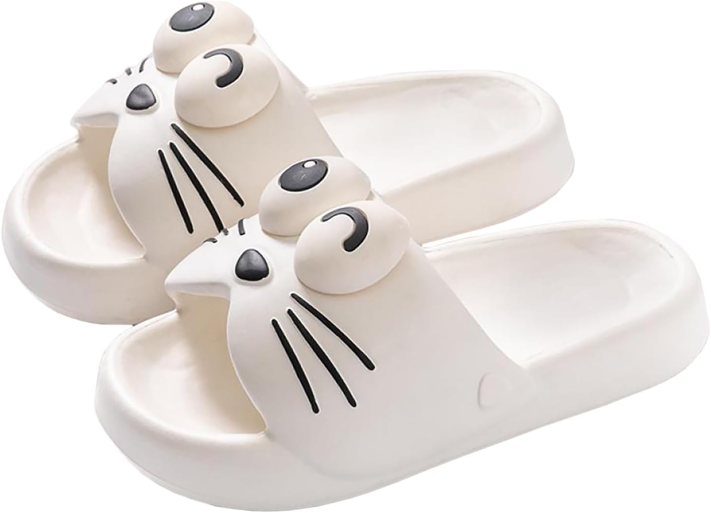 

Женские милые шлепанцы для душа с мультяшными ушками животных, нескользящие, мягкие, с ушками кота, для ванной, обувь для пар Gaolinci, белый