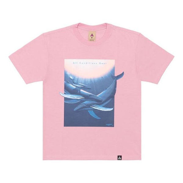 

Футболка men's acg wyland funny printing sports loose round neck short sleeve pink t-shirt Nike, розовый