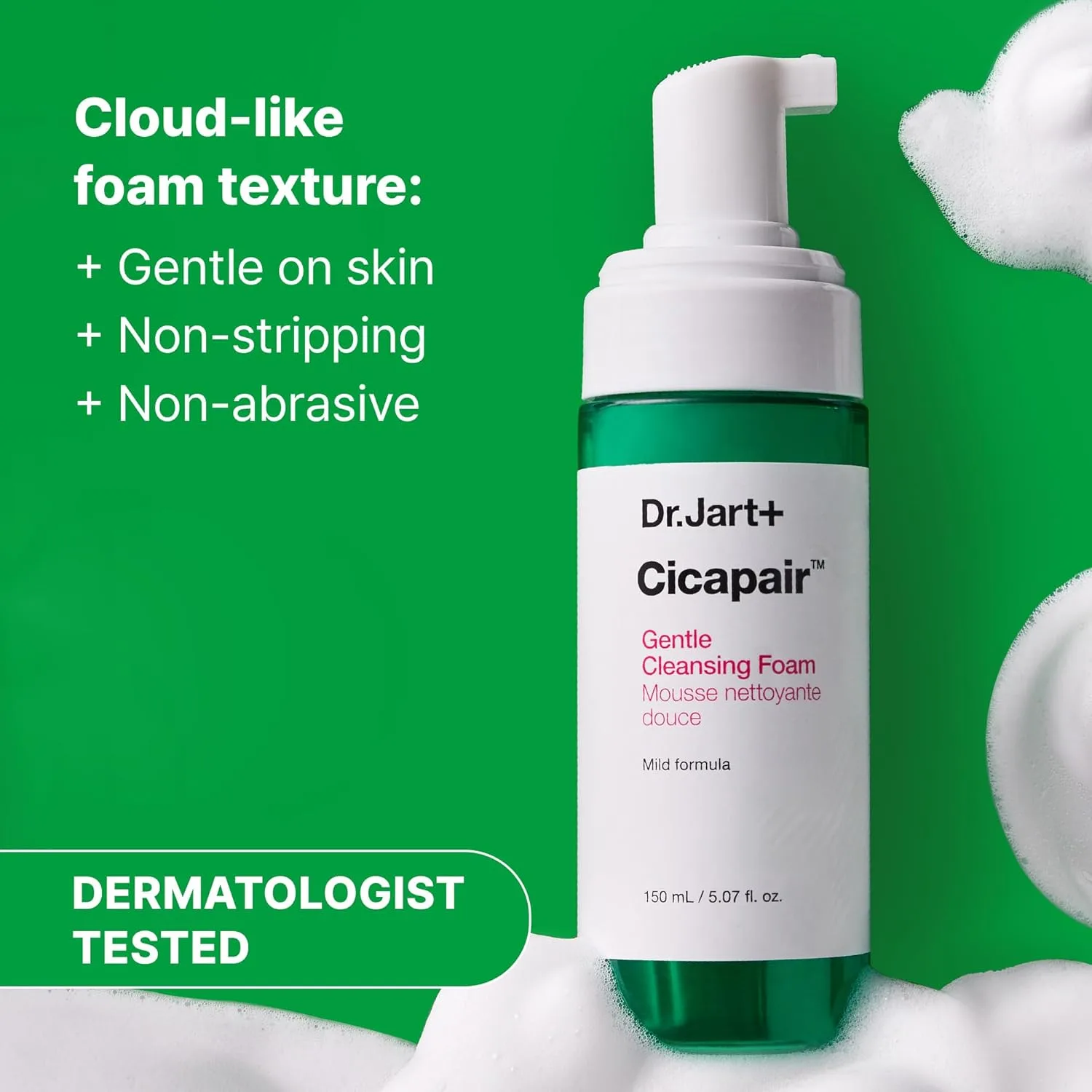 Пенка для умывания Dr. Jart+ — Cicapair Мягкая в корейском стиле для чувствительной кожи с экстрактом центеллы азиатской, 170 мл — фото 4