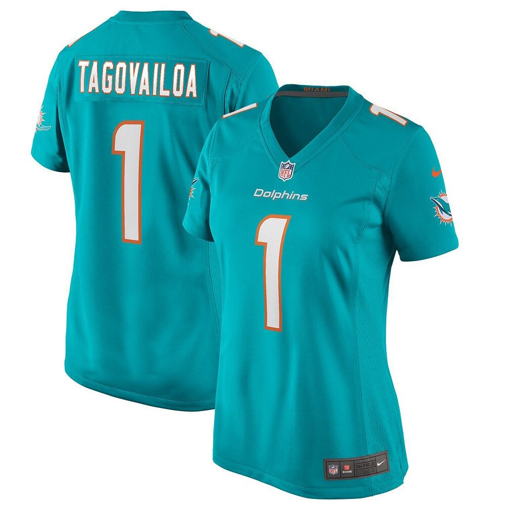 

Женское джерси Nike Tua Tagovailoa Aqua Miami Dolphins Game, цвет Dol Turq A