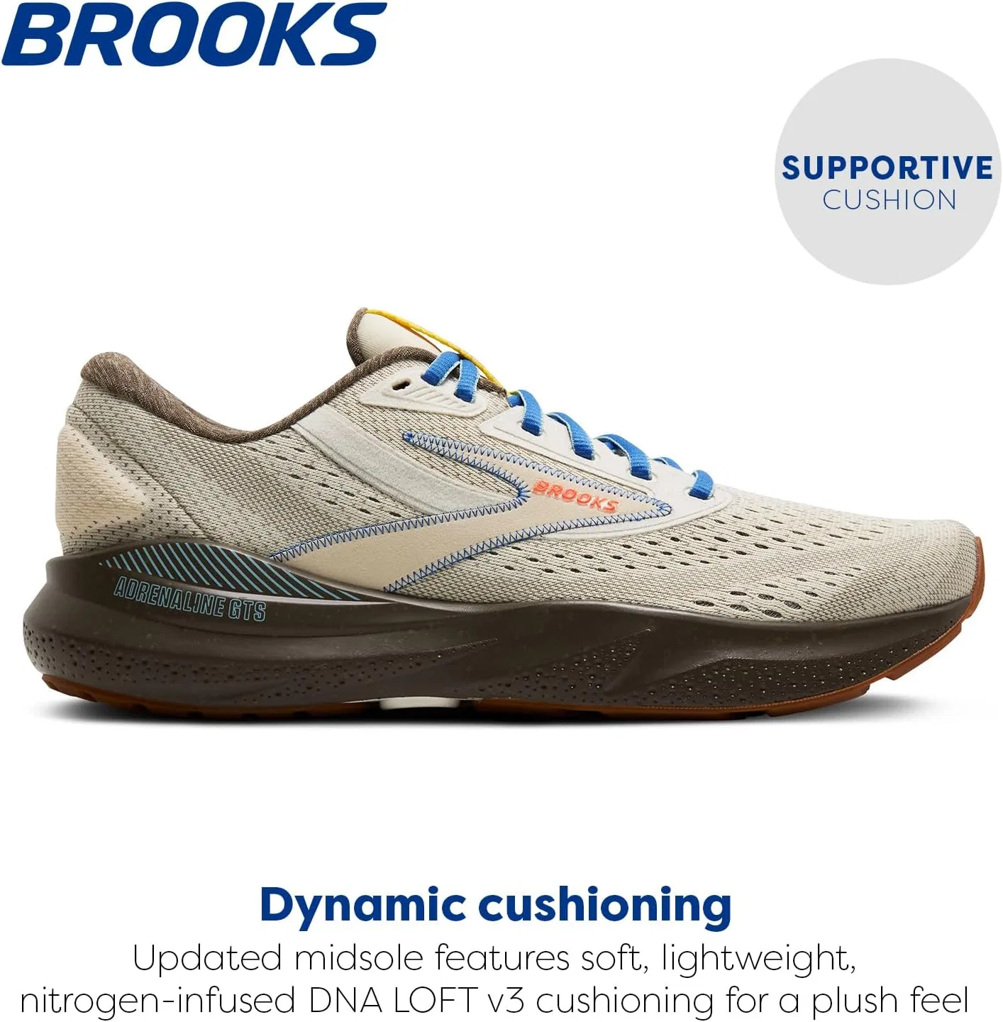 Мужские беговые кроссовки Brooks Adrenaline GTS 24 с поддерживающей подошвой, Major Seedpearl Cyber — фото 2