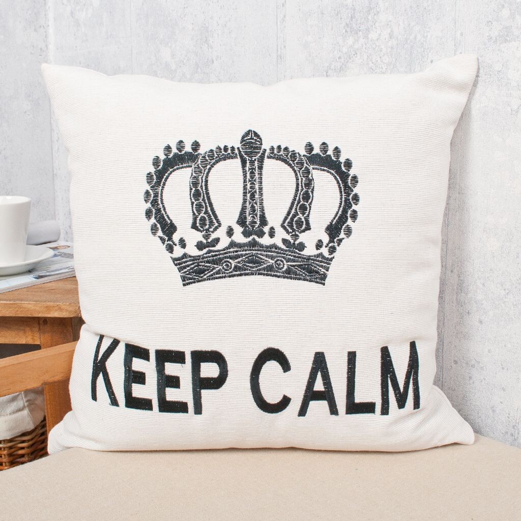 

Декоративная подушка с вышивкой KEEP CALM с наполнителем 42х42см LEBENSwohnART
