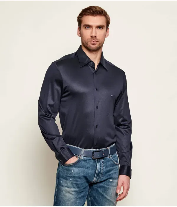 Рубашка slim fit Emporio Armani, темно-синий