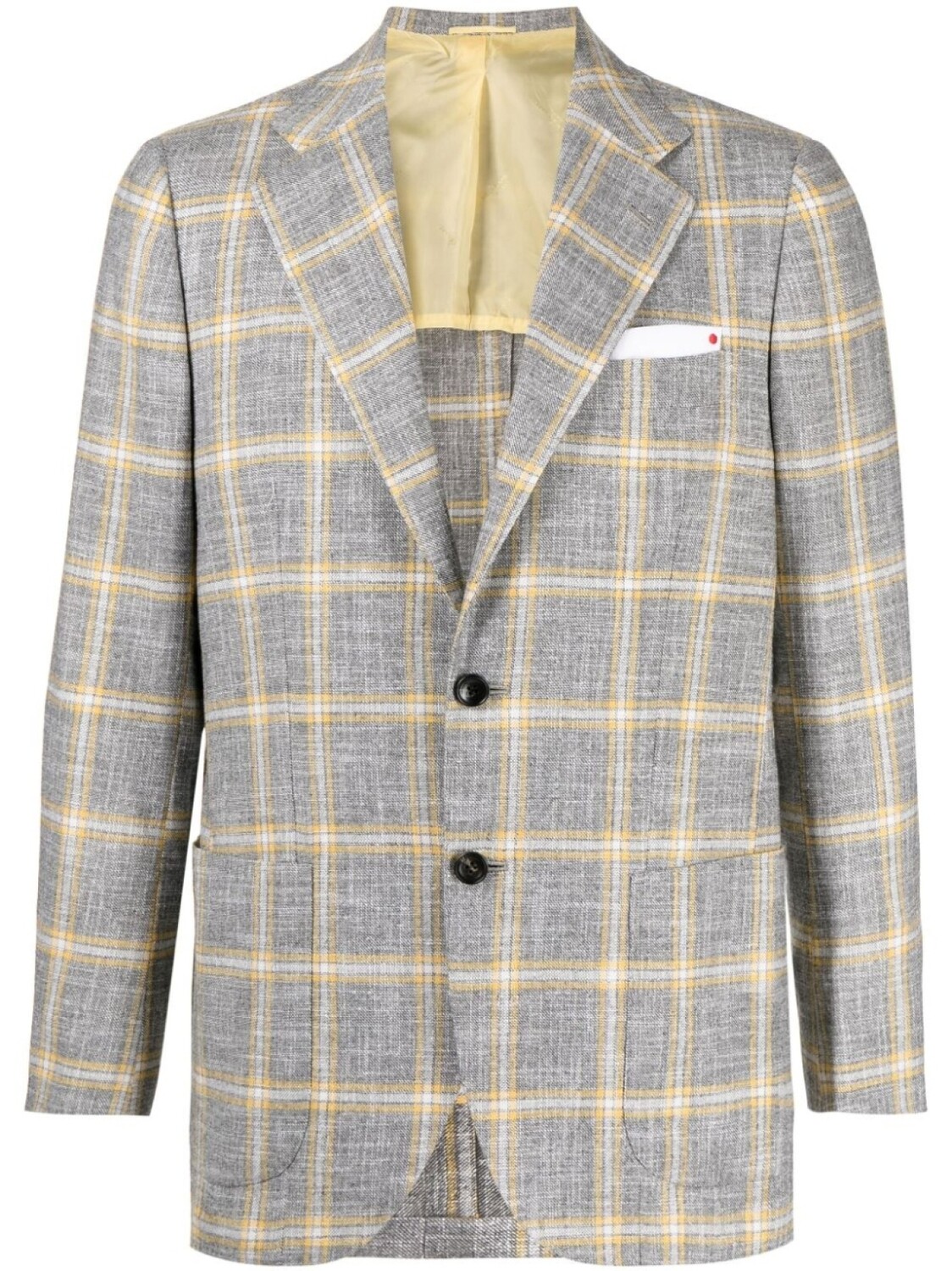 

Kiton пиджак в клетку Windowpane, желтый
