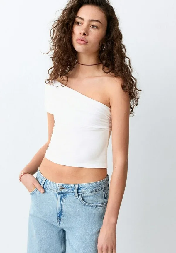 Подростковая базовая футболка кремового цвета Mango Kids, Off-White — фото 2