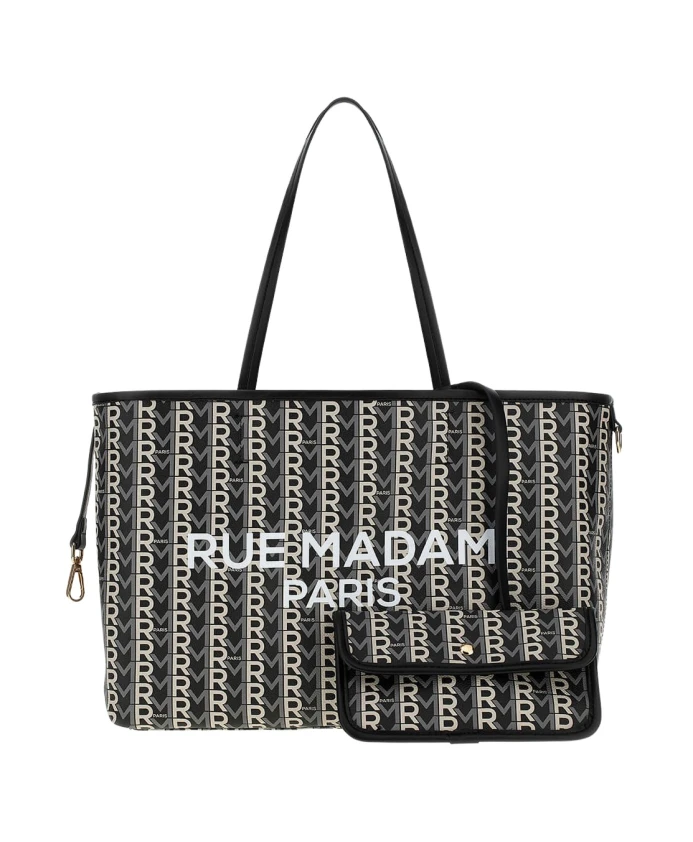 

Двусторонняя сумка-шоппер Monogram со съемным клатчем Rue Madam, черный