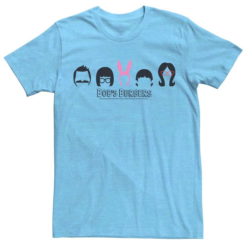 

Мужская футболка Bob's Burgers с силуэтами волос в линию Licensed Character, цвет Light Blue Heather